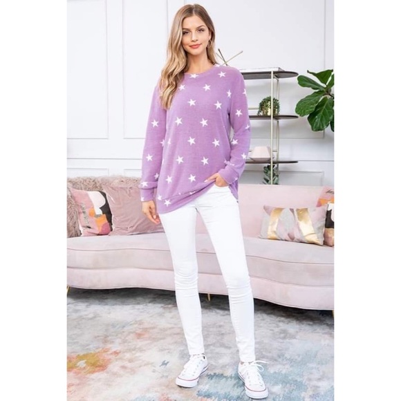 Star print cozy sweater purple - Picture 5 of 12